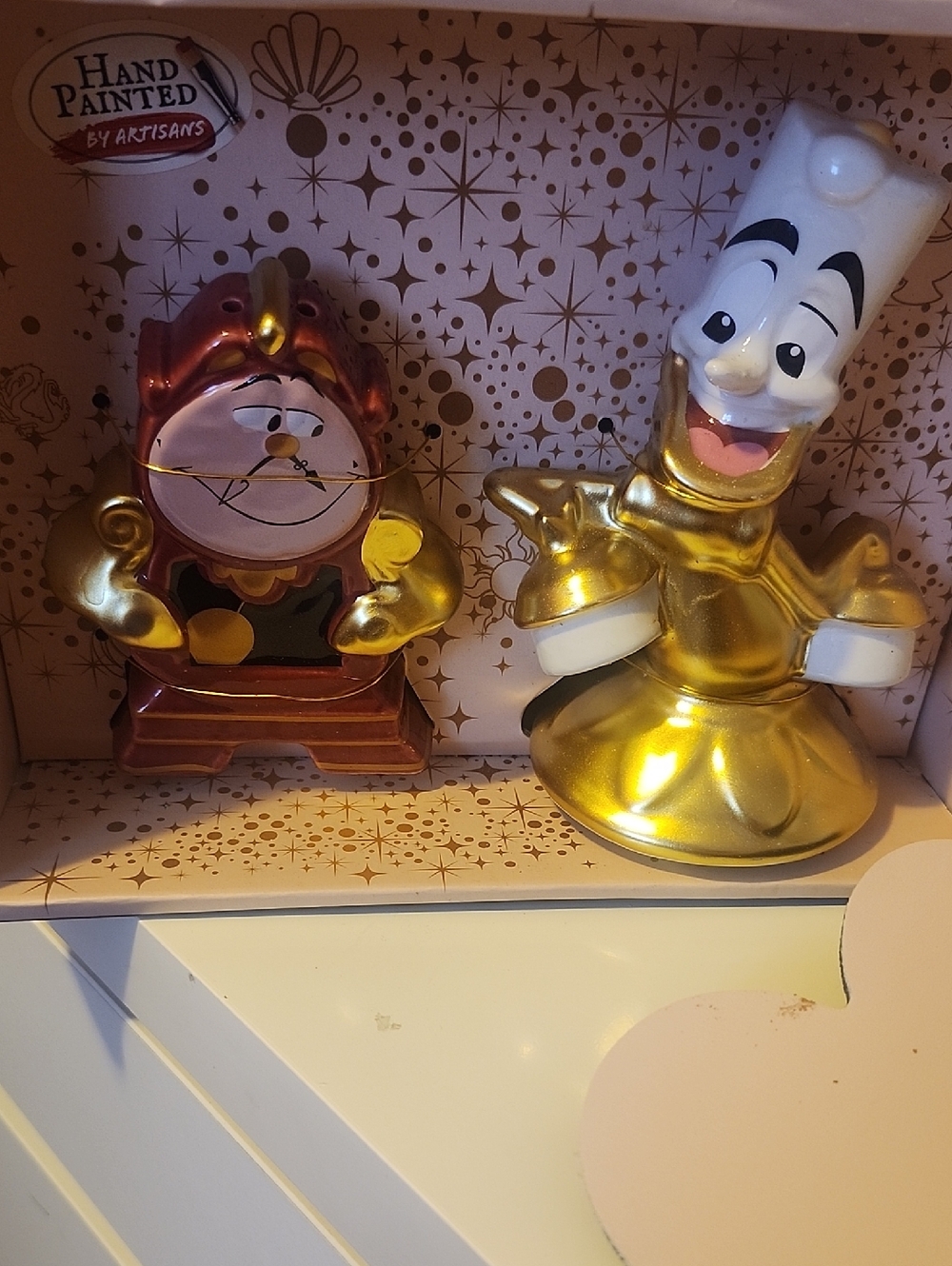 Disney Gold and Bronze Lumière & Cogsworth Ceramic Kitchen Figurines - Picture 2 of 2